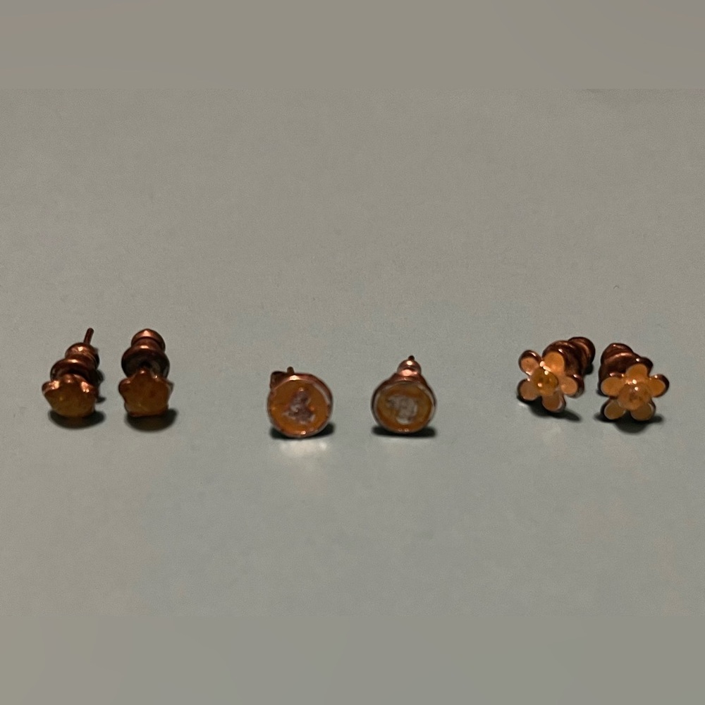 Bundle of Three Yellow Stud Earrings